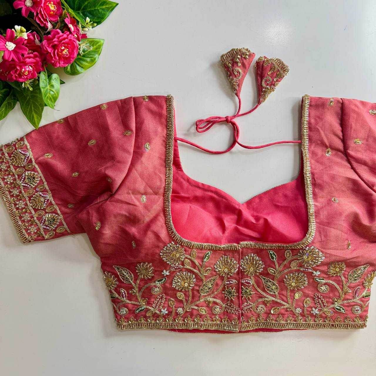 Pure Silk BEADS WORK Sequence Embroidery Blouse - MYLUXURY LANE ENTERPRISE