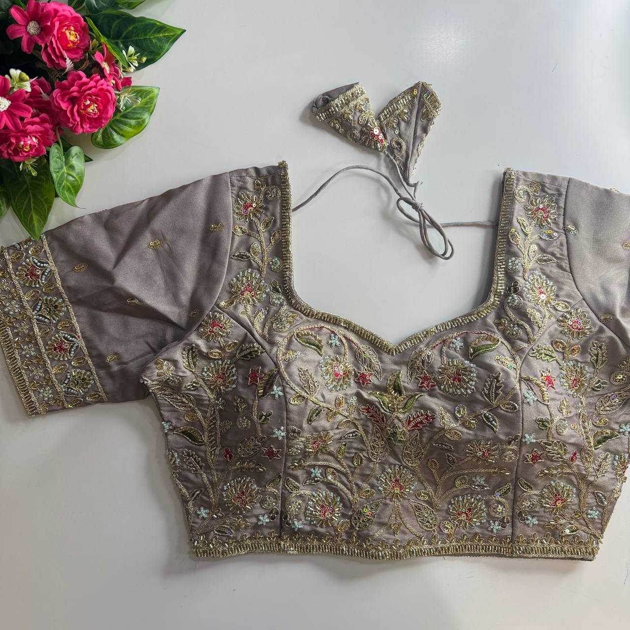 Pure Silk BEADS WORK Sequence Embroidery Blouse - MYLUXURY LANE ENTERPRISE