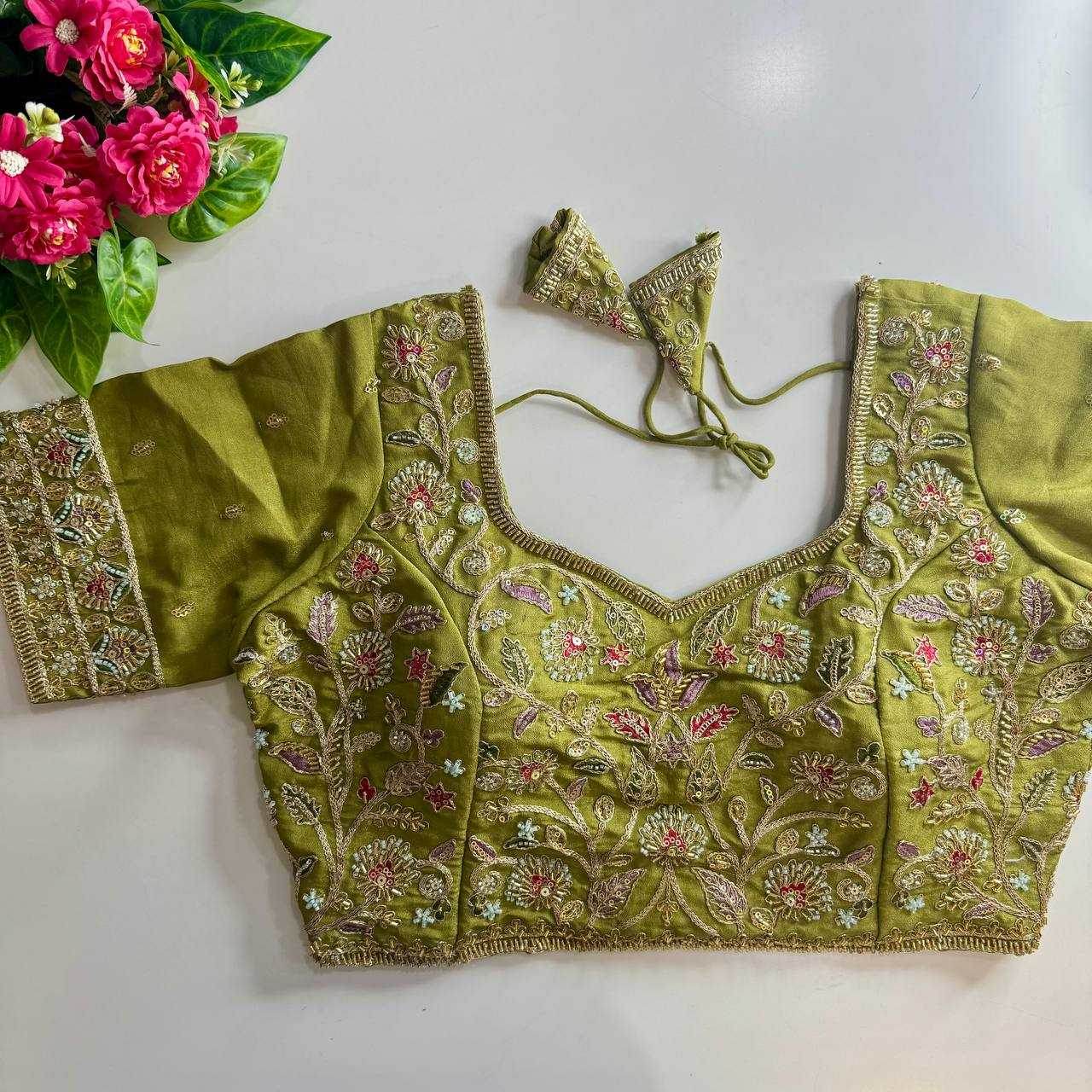 Pure Silk BEADS WORK Sequence Embroidery Blouse - MYLUXURY LANE ENTERPRISE