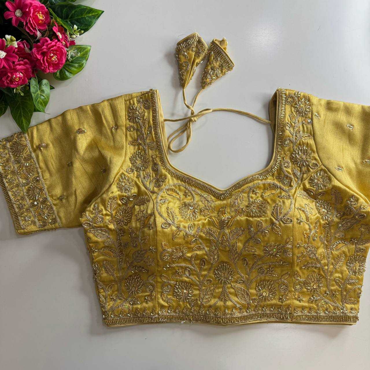 Pure Silk BEADS WORK  Sequence Embroidery Blouse
