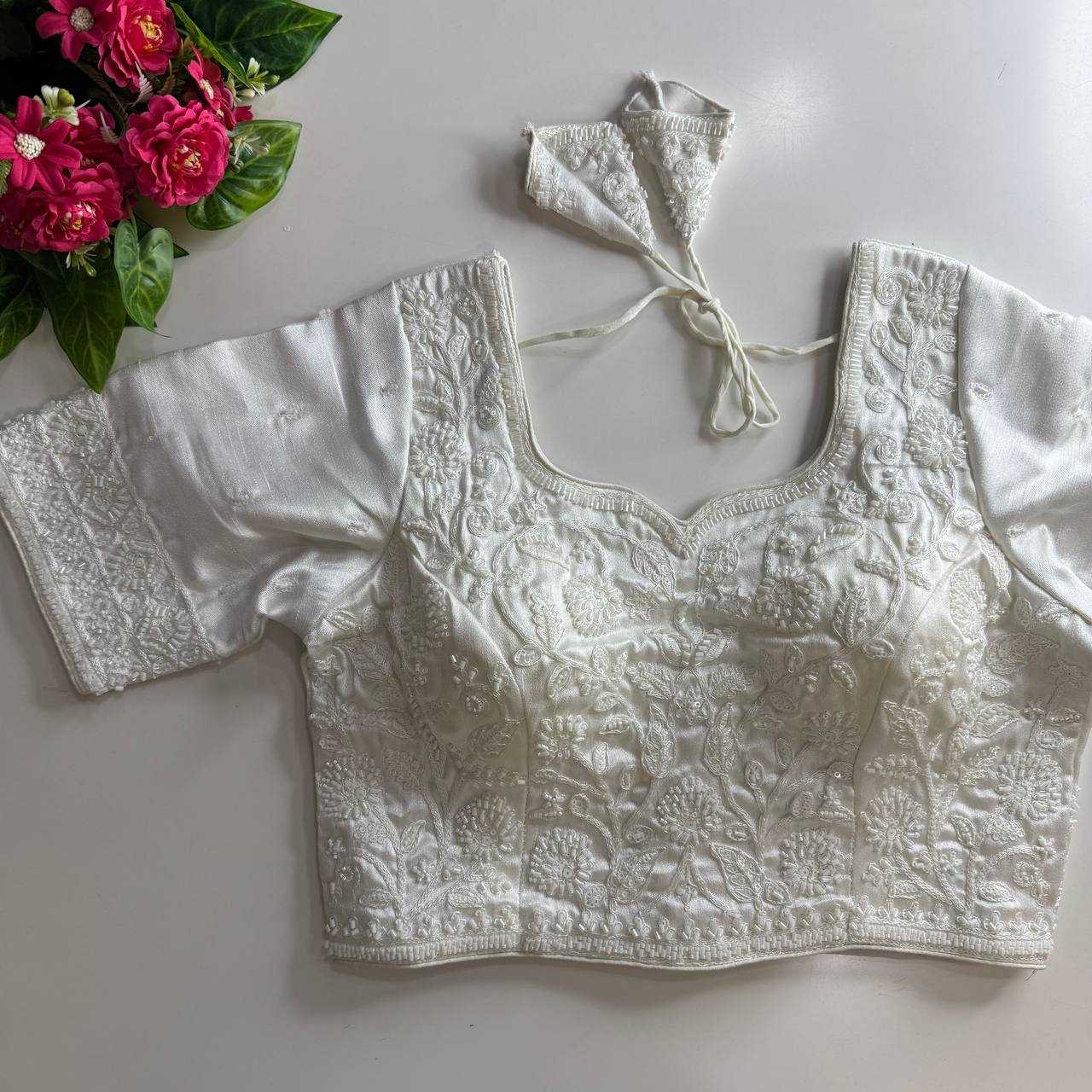 Pure Silk BEADS WORK  Sequence Embroidery Blouse
