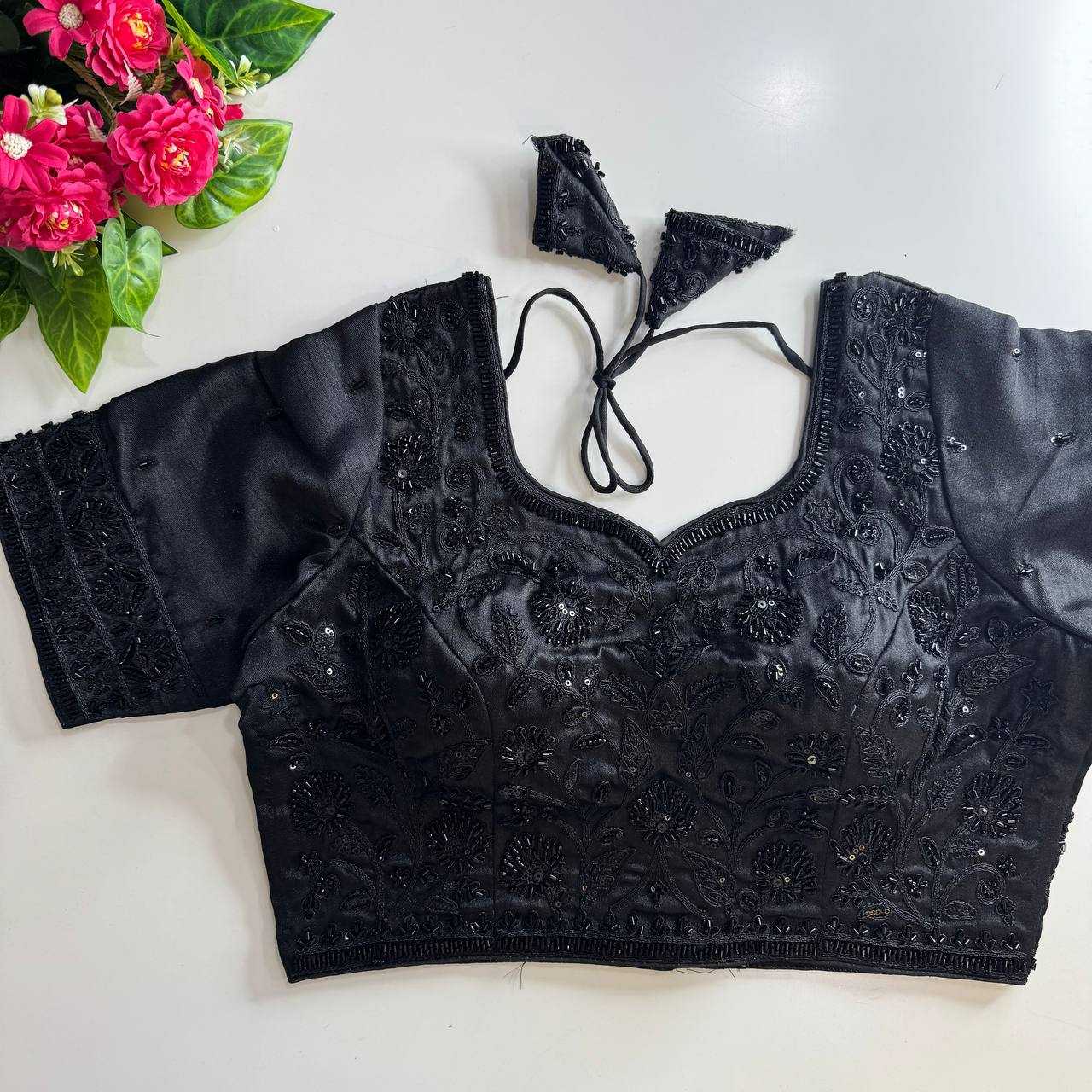 Pure Silk BEADS WORK  Sequence Embroidery Blouse