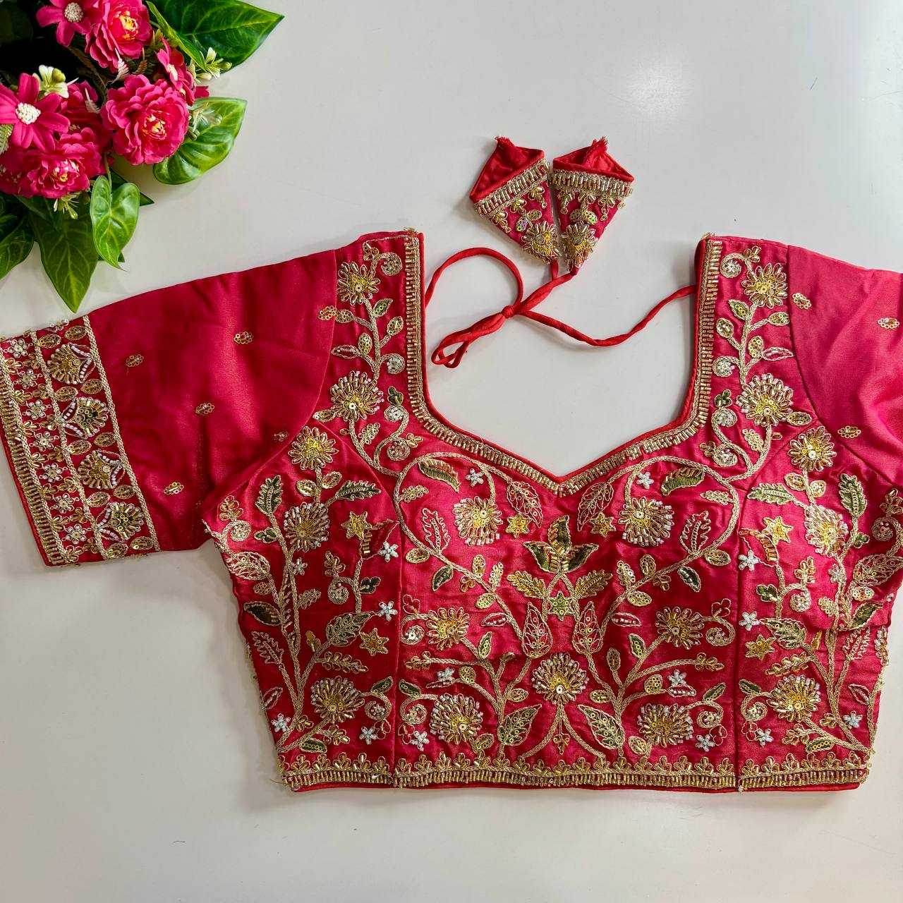 Pure Silk BEADS WORK Sequence Embroidery Blouse - MYLUXURY LANE ENTERPRISE