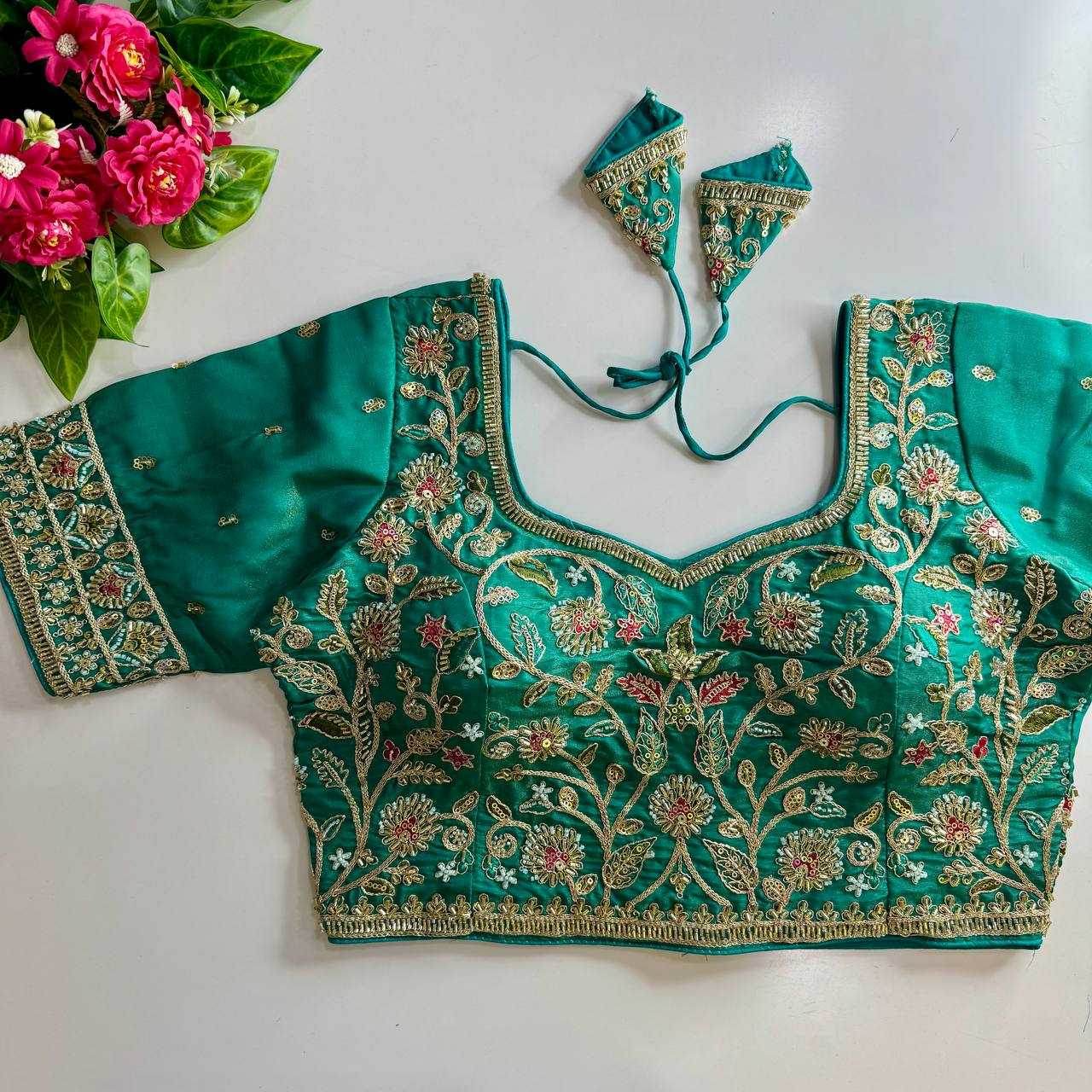 Pure Silk BEADS WORK Sequence Embroidery Blouse - MYLUXURY LANE ENTERPRISE