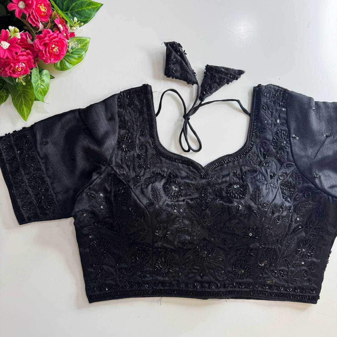 Pure Silk BEADS WORK Sequence Embroidery Blouse - MYLUXURY LANE ENTERPRISE