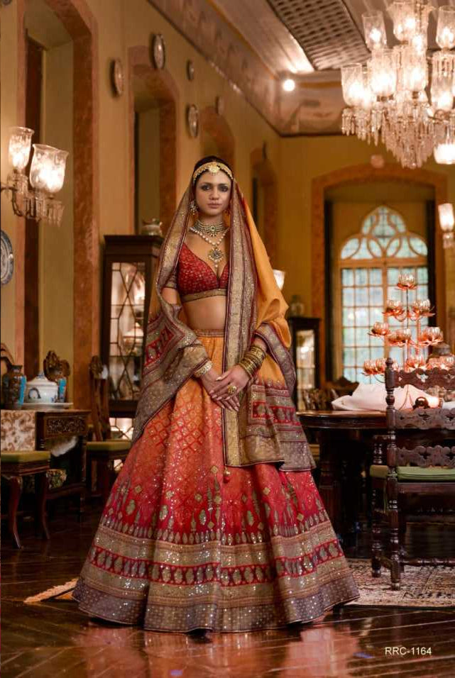 Pure Silk Rajwada Wedding Embroidered Lehenga for Brides