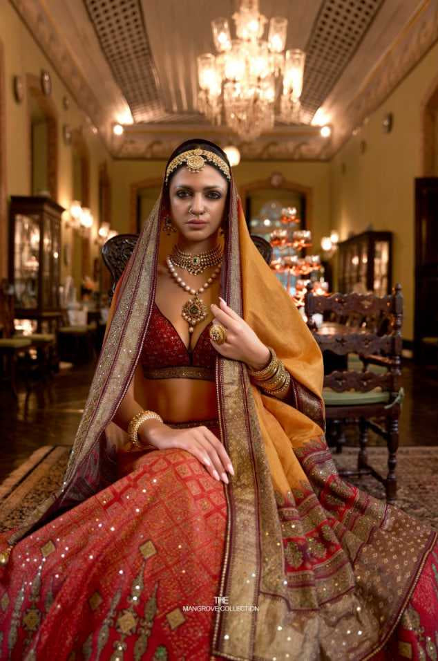 Pure Silk Rajwada Wedding Embroidered Lehenga for Brides