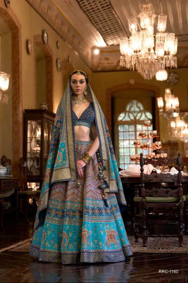 Pure Silk Rajwada Wedding Embroidered Lehenga for Brides - MYLUXURY LANE ENTERPRISE