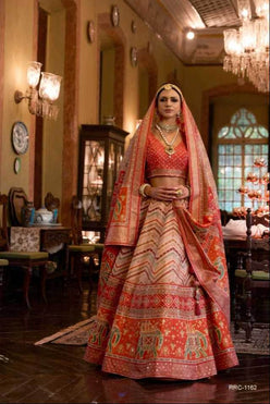 Pure Silk Rajwada Wedding Embroidered Lehenga for Brides - MYLUXURY LANE ENTERPRISE