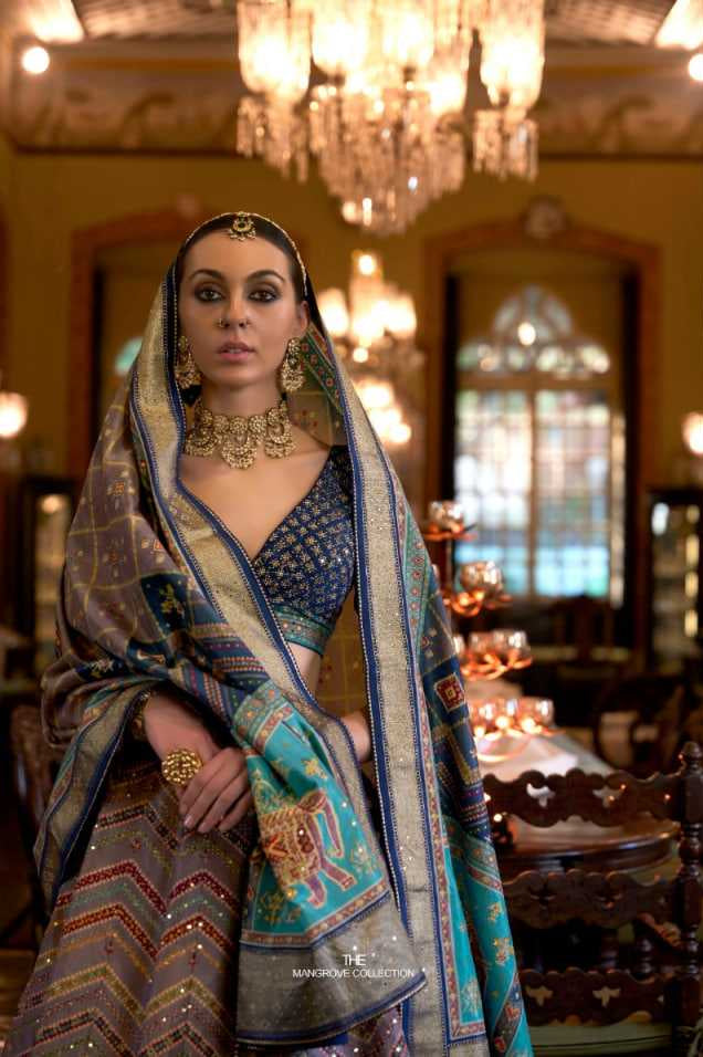 Pure Silk Rajwada Wedding Embroidered Lehenga for Brides