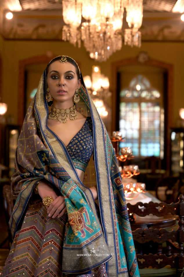 Pure Silk Rajwada Wedding Embroidered Lehenga for Brides