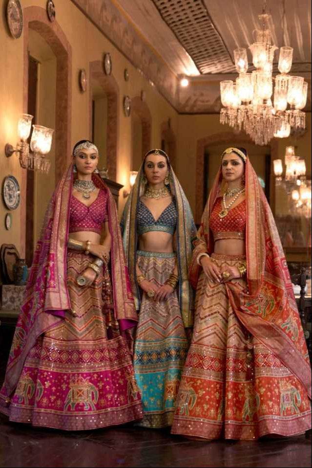 Pure Silk Rajwada Wedding Embroidered Lehenga for Brides - MYLUXURY LANE ENTERPRISE