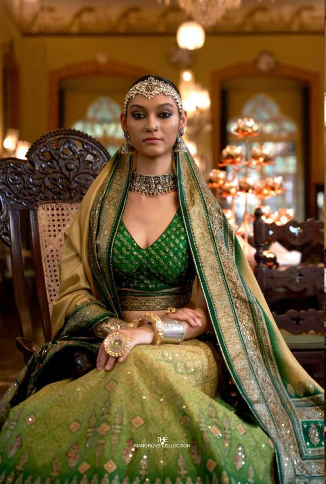 Pure Silk Rajwada Wedding Embroidered Lehenga for Brides