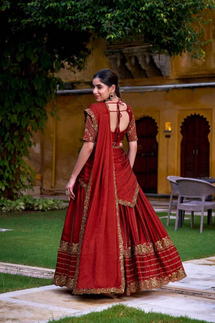 Rangoli Silk Embroidered Maroon Lehenga - MYLUXURY LANE ENTERPRISE