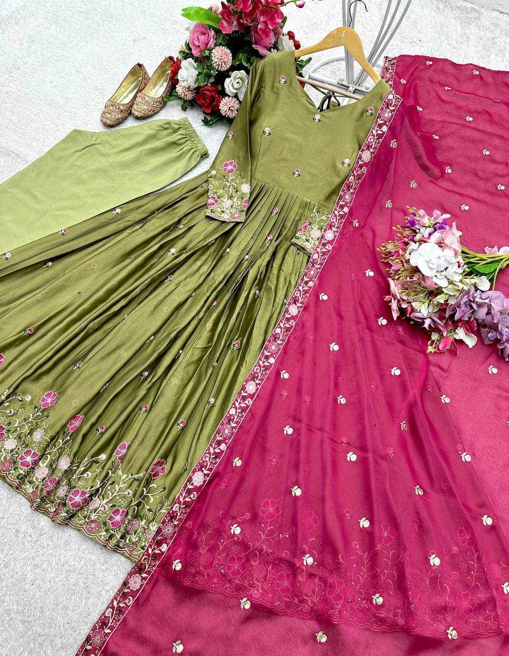 Rangoli Silk Embroidery Designer Gown - MYLUXURY LANE ENTERPRISE