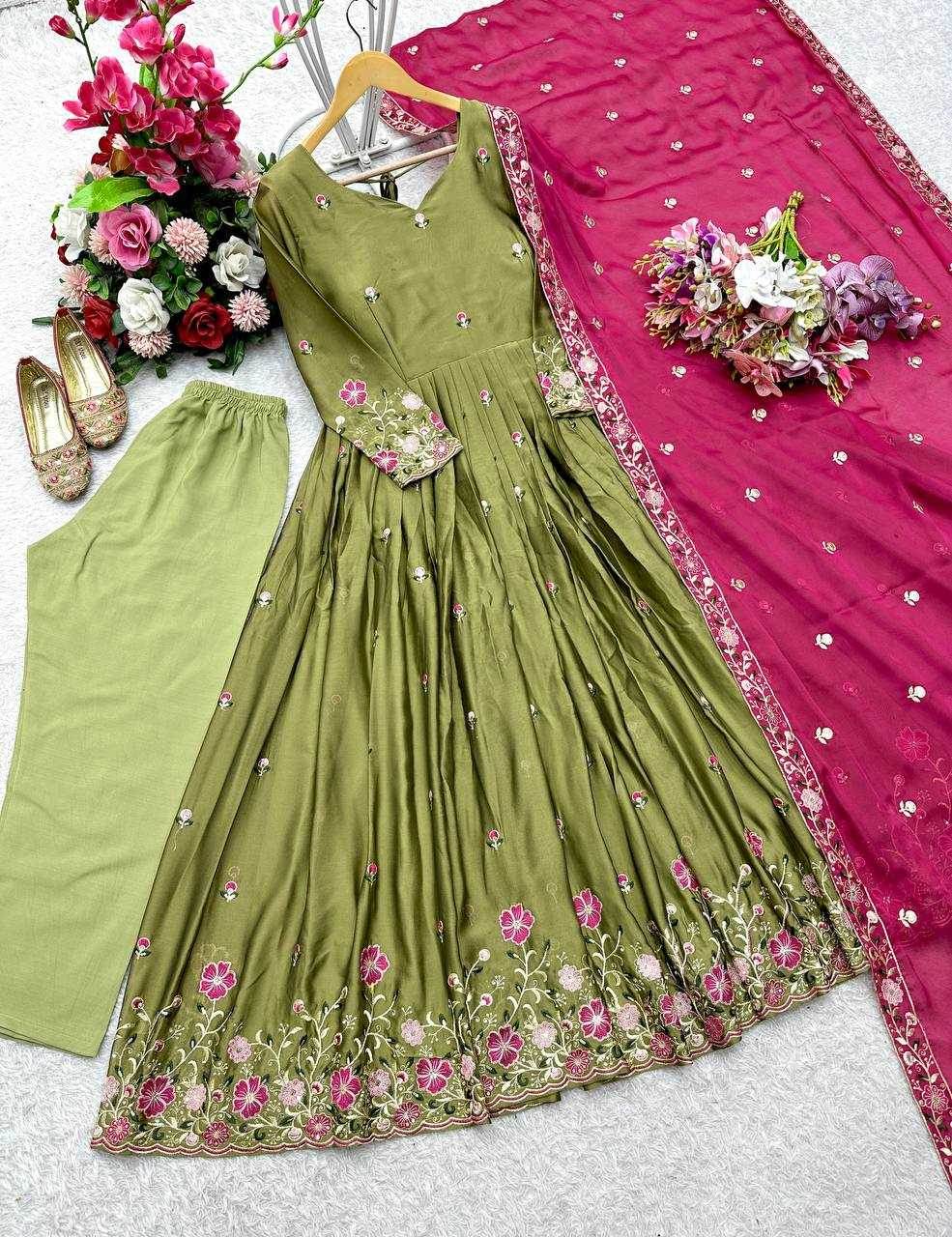 Rangoli Silk Embroidery Designer Gown - MYLUXURY LANE ENTERPRISE