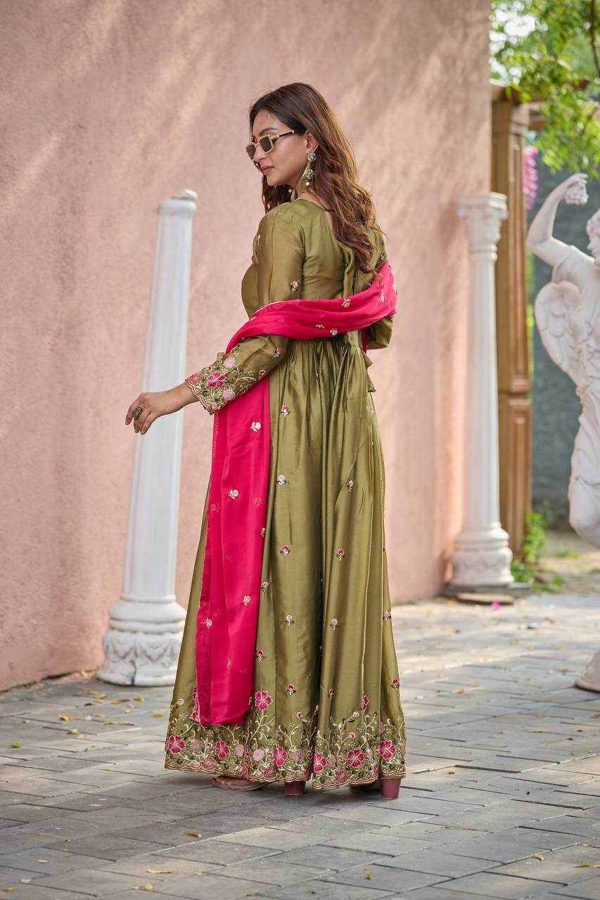 Rangoli Silk Embroidery Designer Gown - MYLUXURY LANE ENTERPRISE