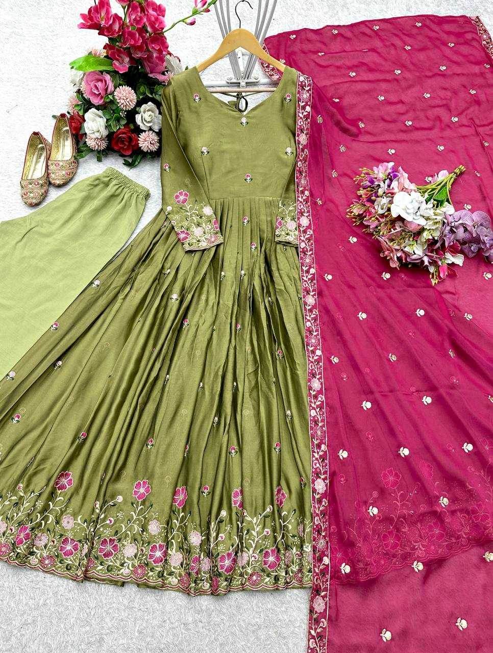 Rangoli Silk Embroidery Designer Gown - MYLUXURY LANE ENTERPRISE