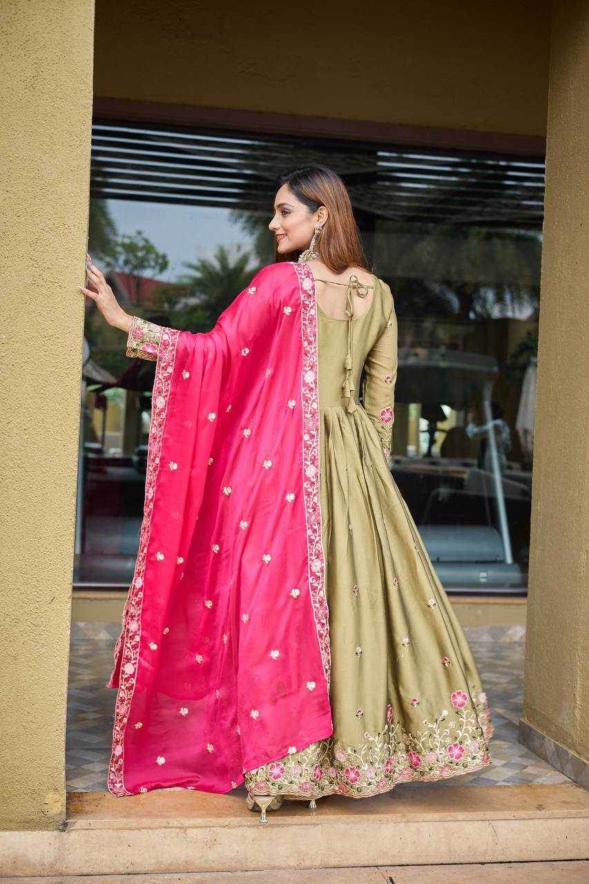 Rangoli Silk Embroidery Designer Gown - MYLUXURY LANE ENTERPRISE