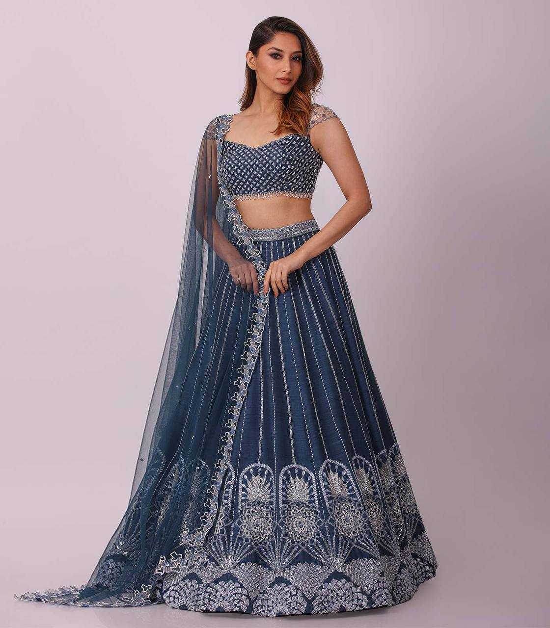Rangoli Silk Thread Work Sequins Morpich Lehenga - MYLUXURY LANE ENTERPRISE