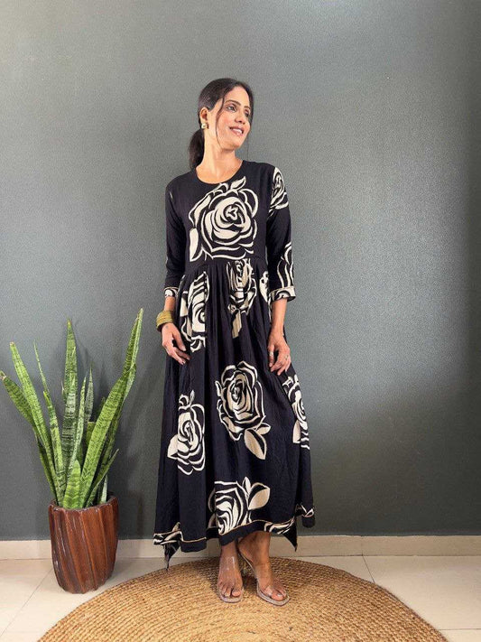 Rayon  Designer  Floral Print Gown