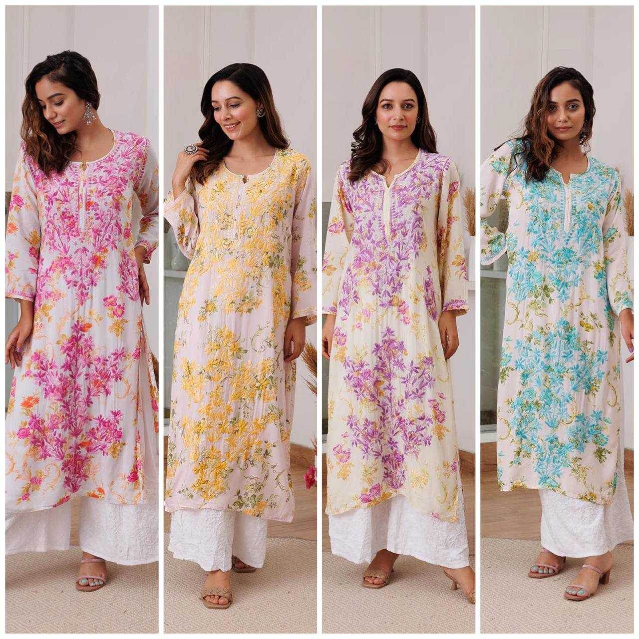 RAYON EMBROIDERED KURTIS WITH BOTTOM - MYLUXURY LANE ENTERPRISE
