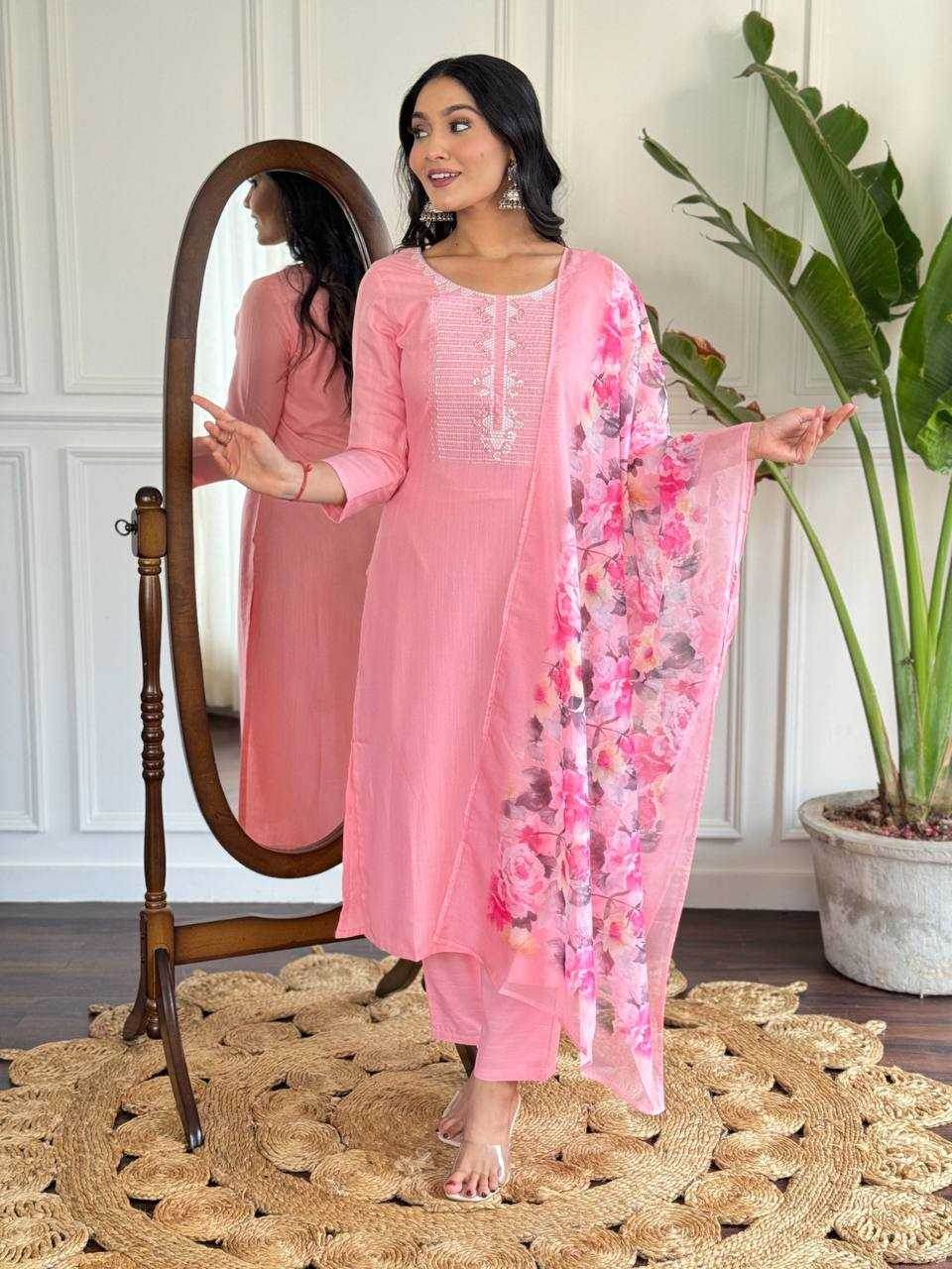 Rayon Embroidery Party wear Pink Salwar Suit - MYLUXURY LANE ENTERPRISE
