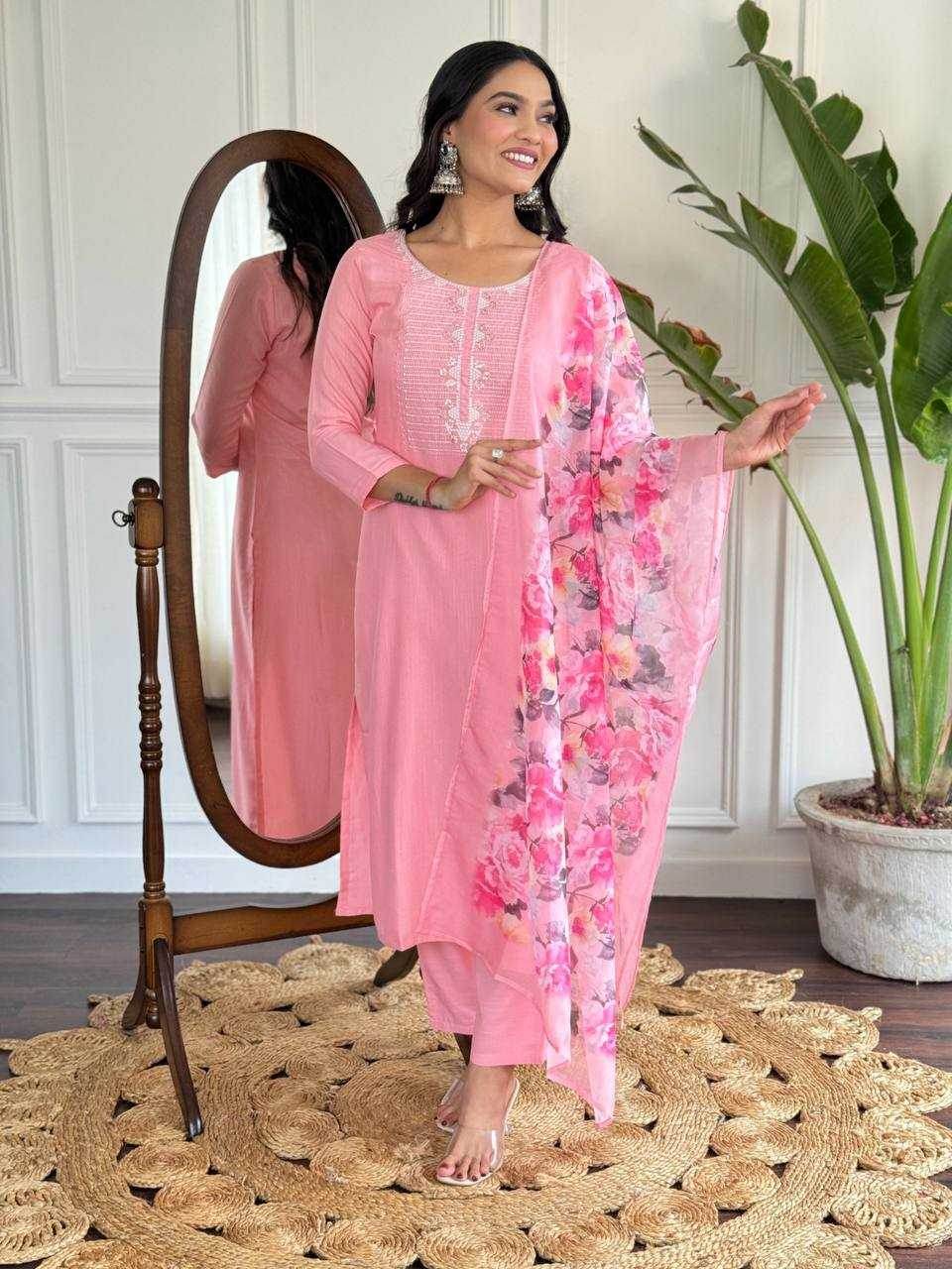 Rayon Embroidery Party wear Pink Salwar Suit - MYLUXURY LANE ENTERPRISE