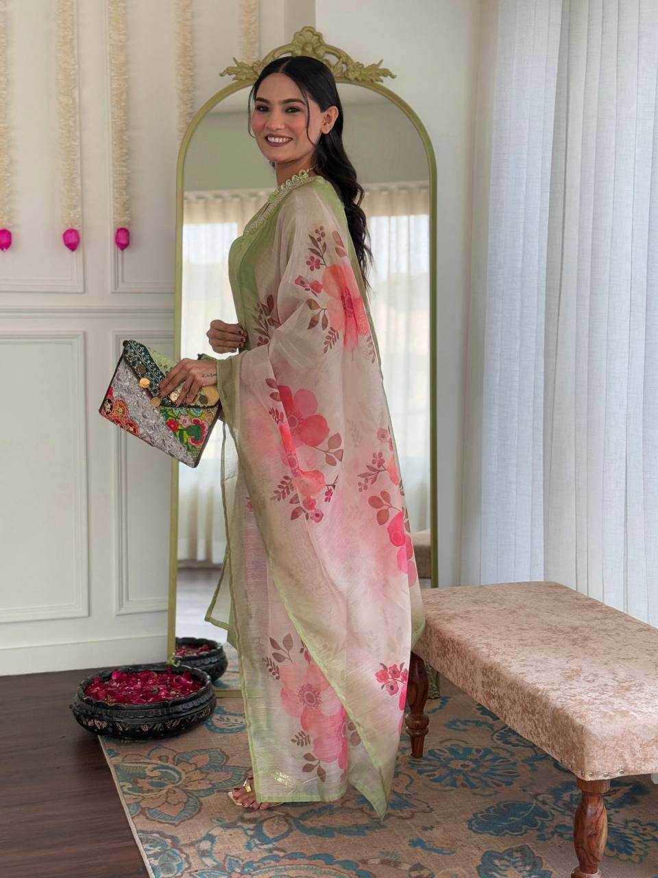 Rayon Embroidery Party wear suit Green Salwar - MYLUXURY LANE ENTERPRISE