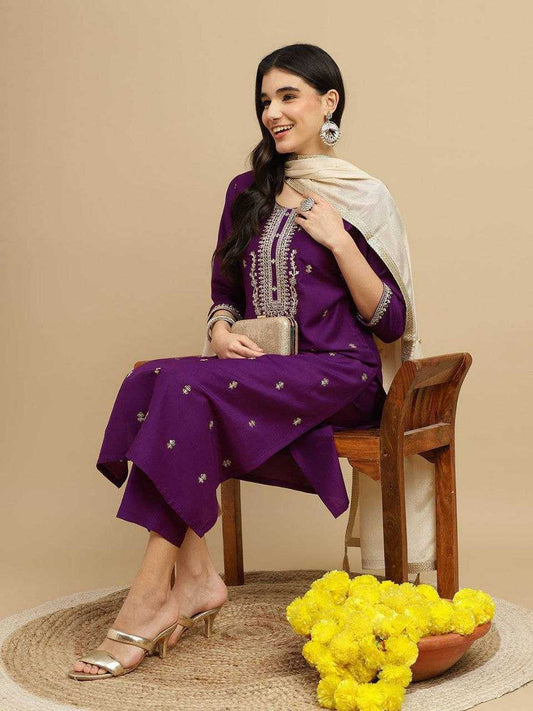 Rayon Cotton Embroidery Palazzo Suit