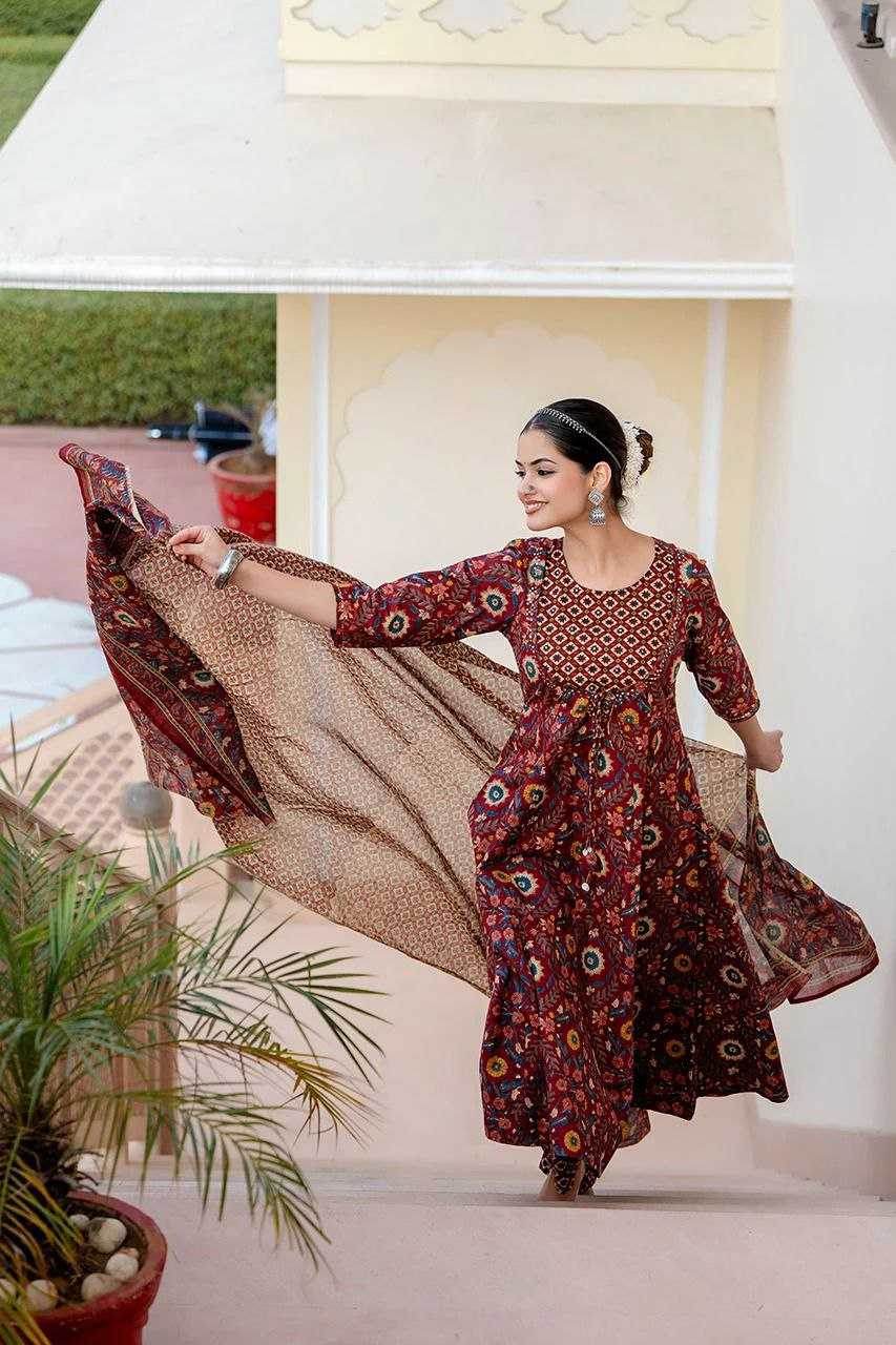 Reyon Cotton Anarkali Gown - MYLUXURY LANE ENTERPRISE