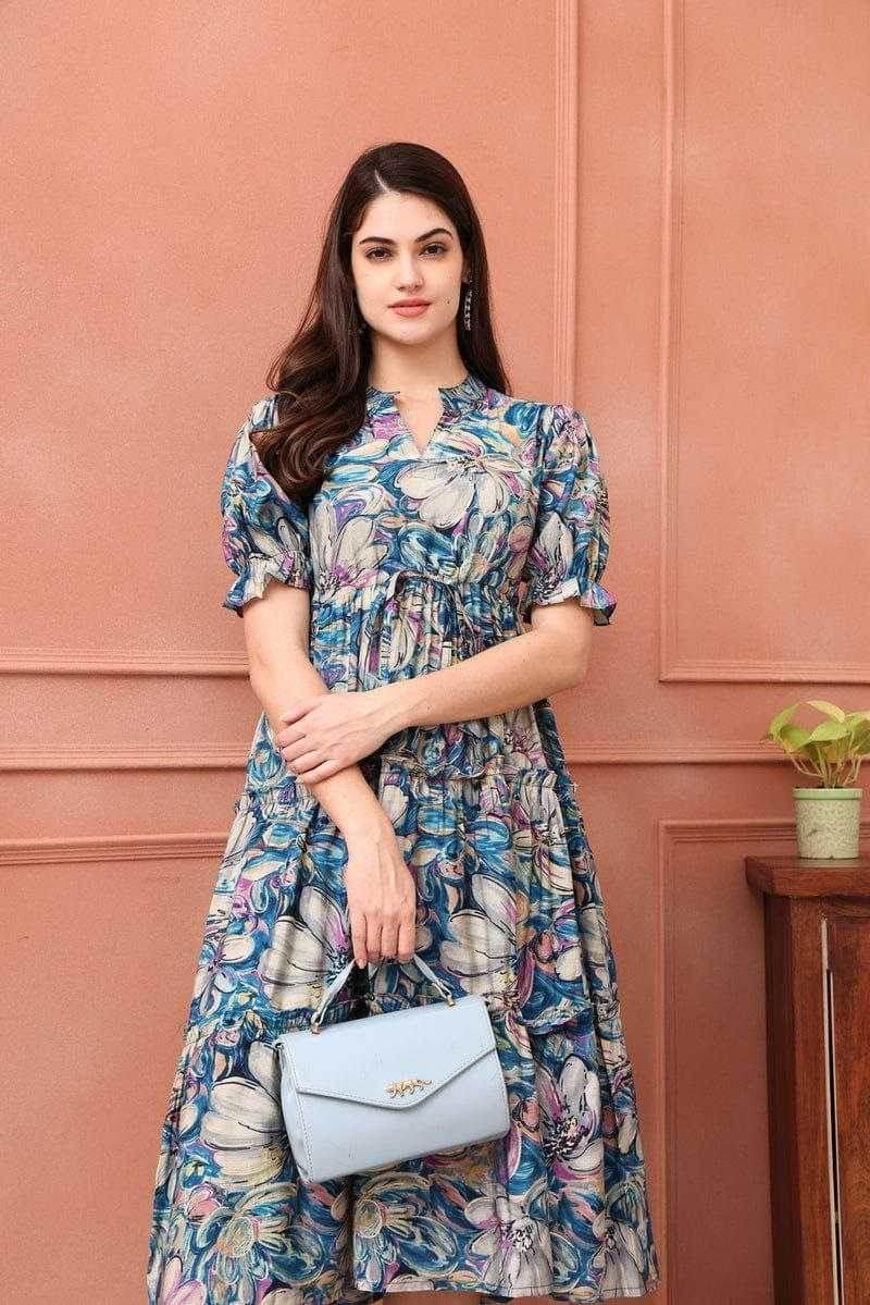 Ynf Reyon Cotton KESH552 94 Gowns Wholesale Printed Gowns Fancy Gowns Long Gowns Manufacturer - MYLUXURY LANE ENTERPRISE