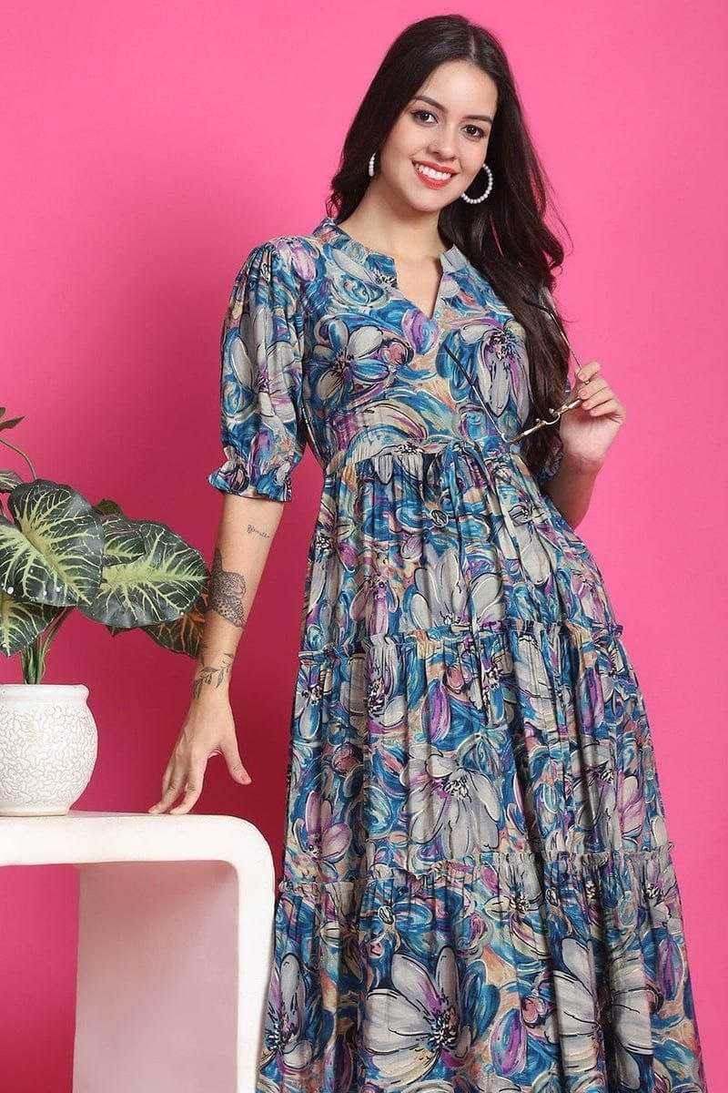 Ynf Reyon Cotton KESH552 94 Gowns Wholesale Printed Gowns Fancy Gowns Long Gowns Manufacturer - MYLUXURY LANE ENTERPRISE