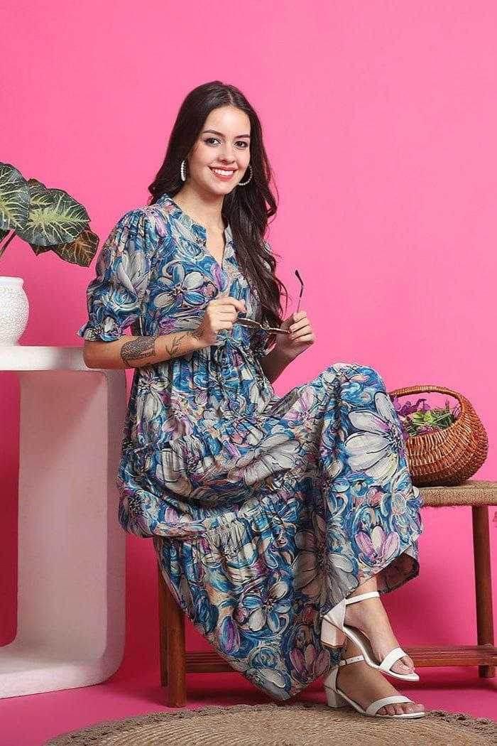 Ynf Reyon Cotton KESH552 94 Gowns Wholesale Printed Gowns Fancy Gowns Long Gowns Manufacturer - MYLUXURY LANE ENTERPRISE