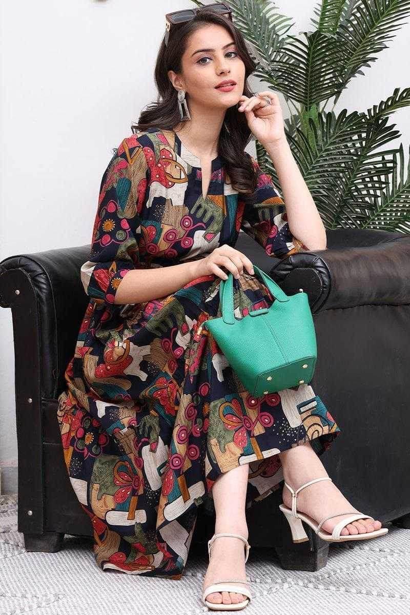 Ynf Reyon Cotton KESH552 94 Gowns Wholesale Printed Gowns Fancy Gowns Long Gowns Manufacturer - MYLUXURY LANE ENTERPRISE
