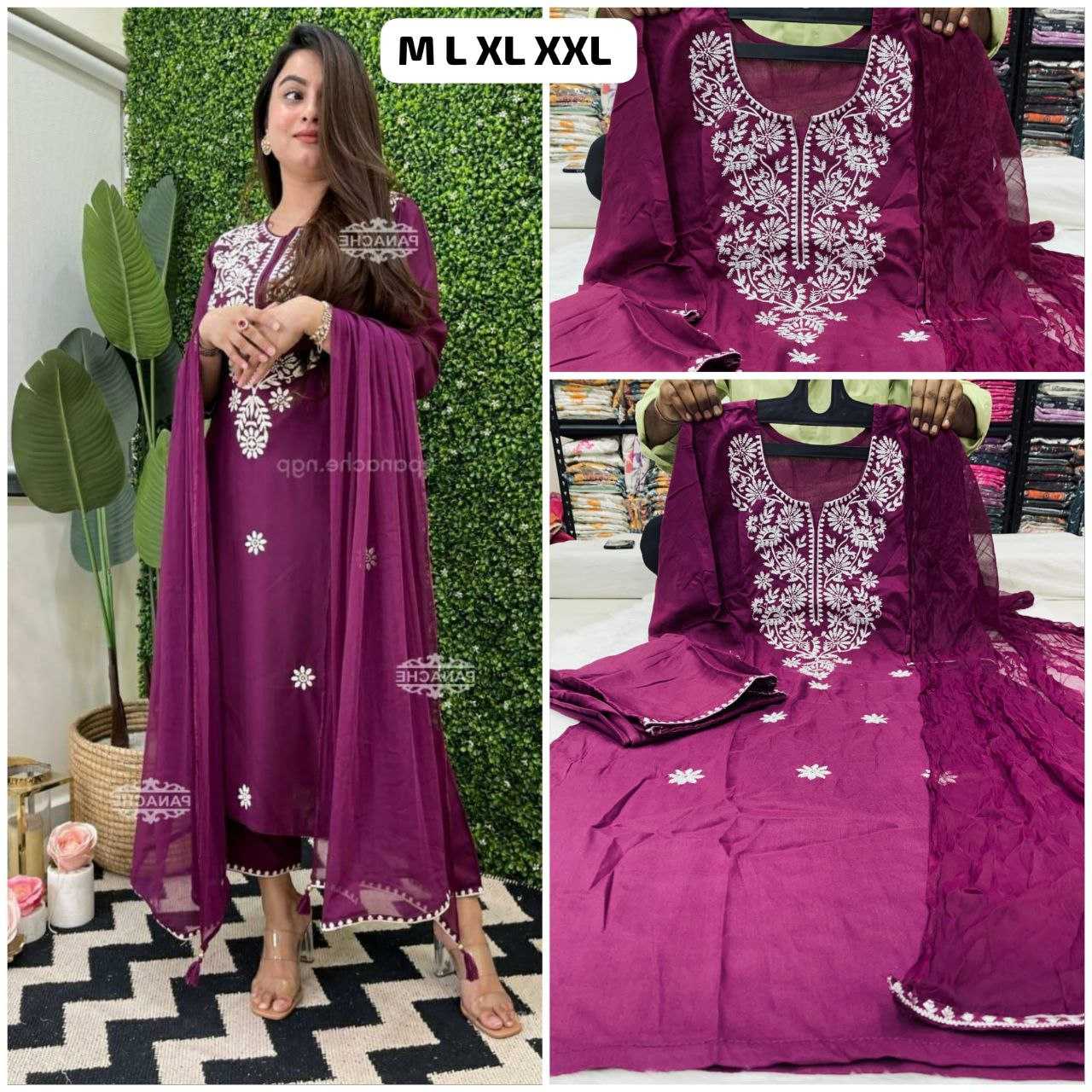 Reyon Cotton Embroidery Cotton Suit