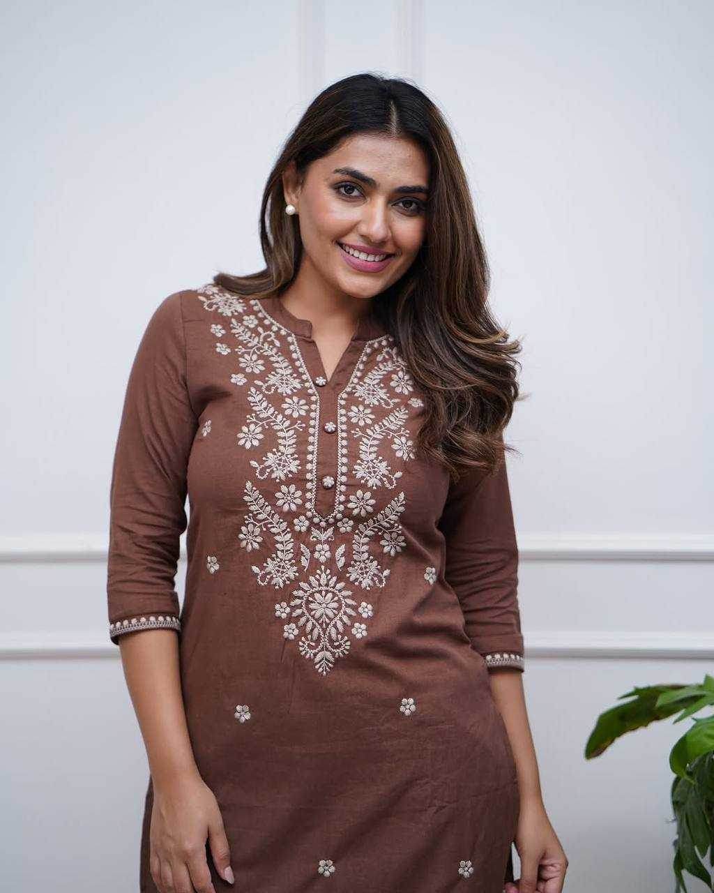 Reyon Cotton Embroidered Kurti - MYLUXURY LANE ENTERPRISE
