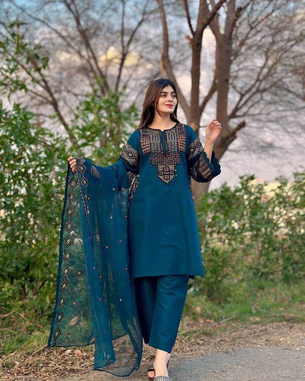 EMBROIDERED DESIGNER SILK SUIT - MYLUXURY LANE ENTERPRISE