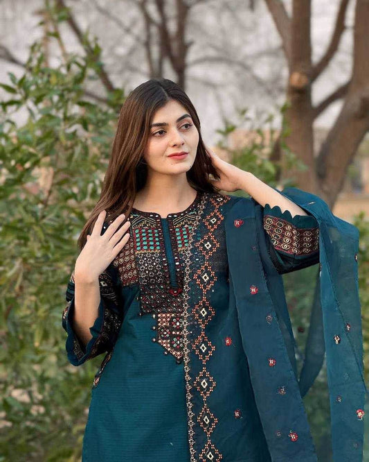 EMBROIDERED DESIGNER SILK SUIT - MYLUXURY LANE ENTERPRISE