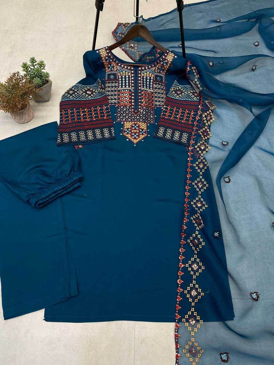 EMBROIDERED DESIGNER SILK SUIT - MYLUXURY LANE ENTERPRISE