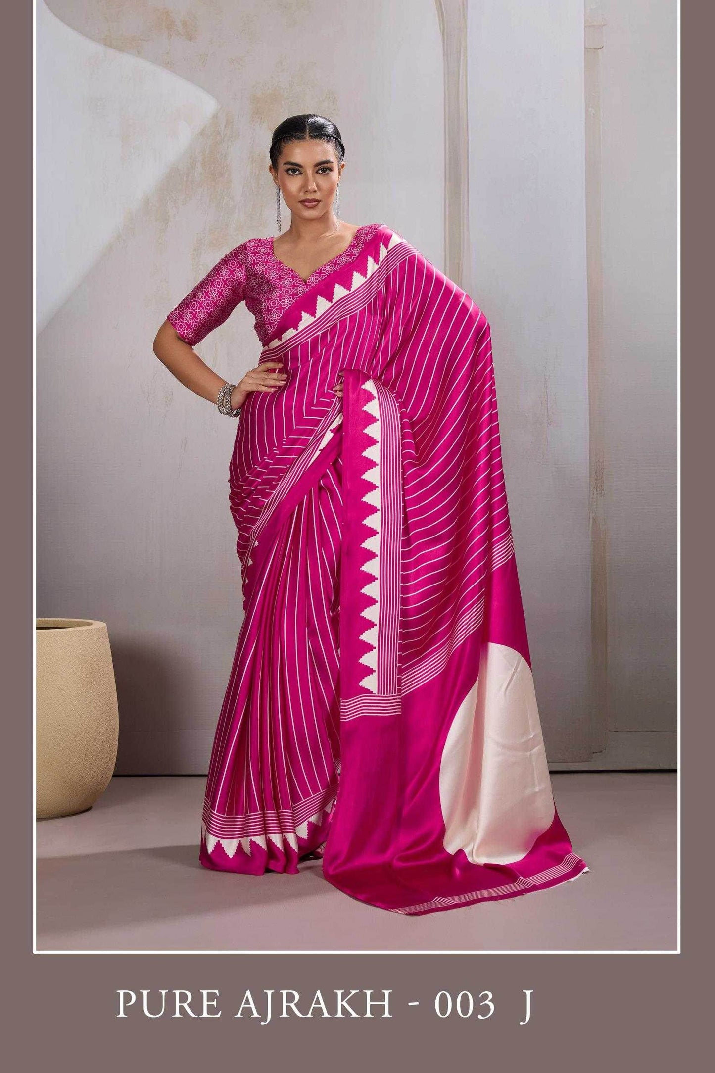 Satin Ajrakh Sarees - MYLUXURY LANE ENTERPRISE