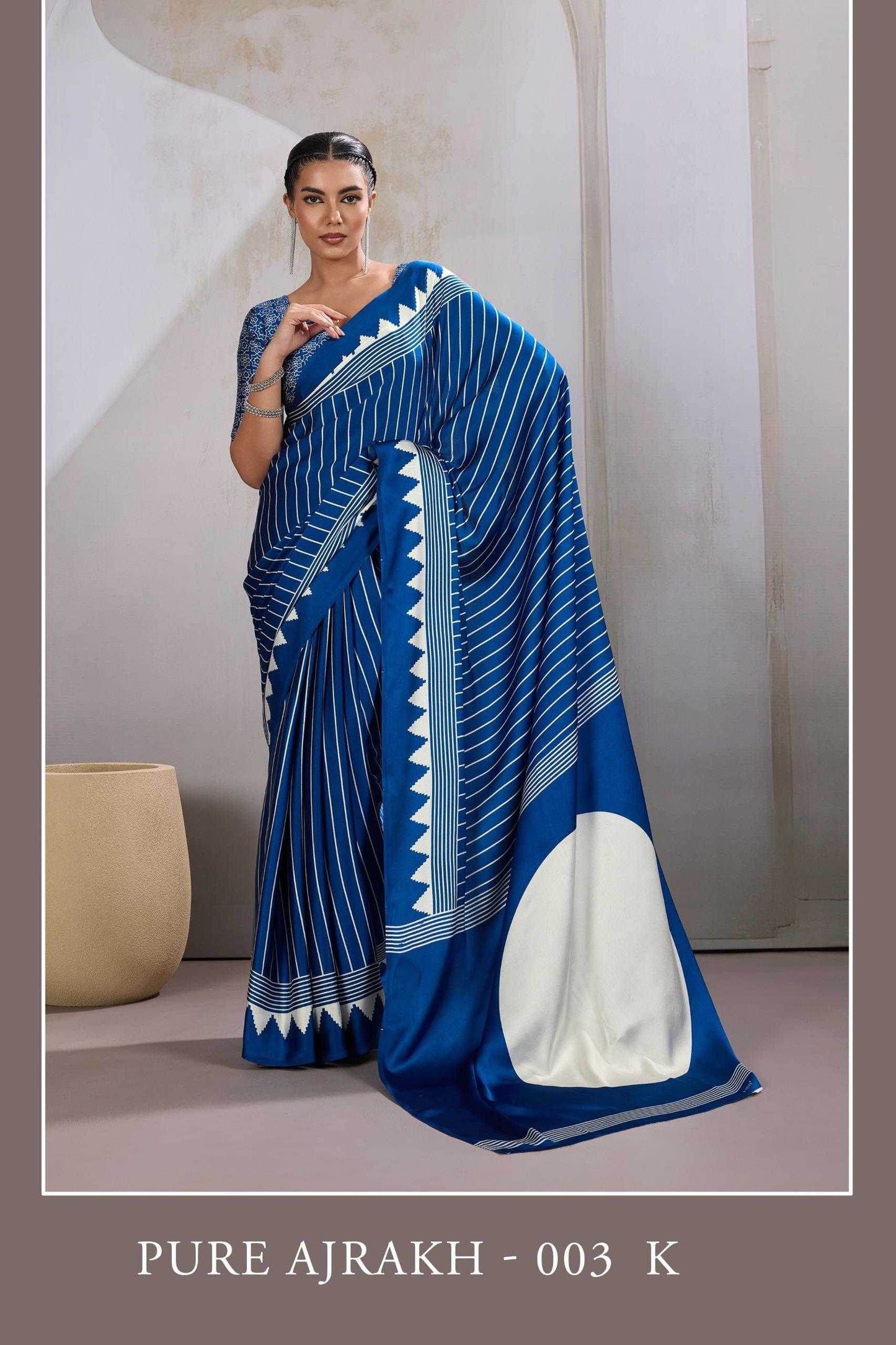 Satin Ajrakh Sarees - MYLUXURY LANE ENTERPRISE