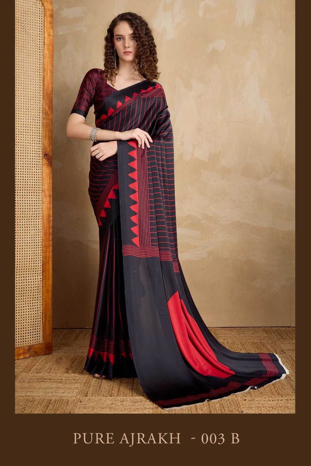 Satin Ajrakh Sarees - MYLUXURY LANE ENTERPRISE