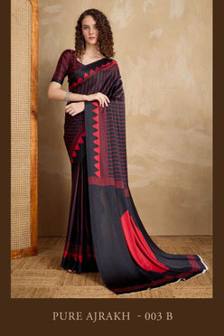 Satin Ajrakh Sarees - MYLUXURY LANE ENTERPRISE