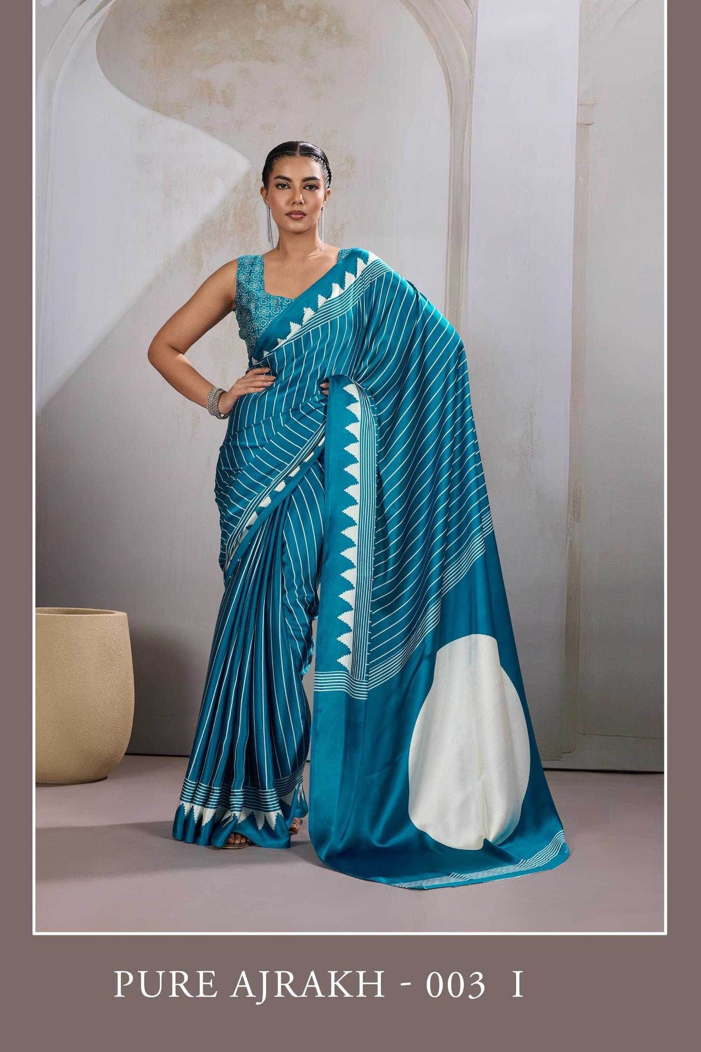 Satin Ajrakh Sarees - MYLUXURY LANE ENTERPRISE