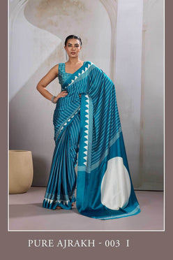 Satin Ajrakh Sarees - MYLUXURY LANE ENTERPRISE