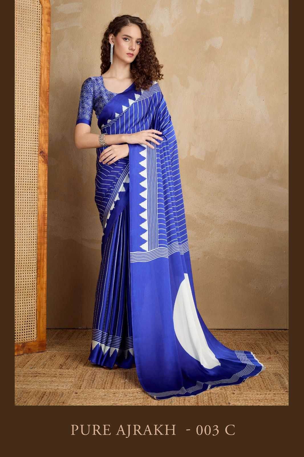 Satin Ajrakh Sarees - MYLUXURY LANE ENTERPRISE