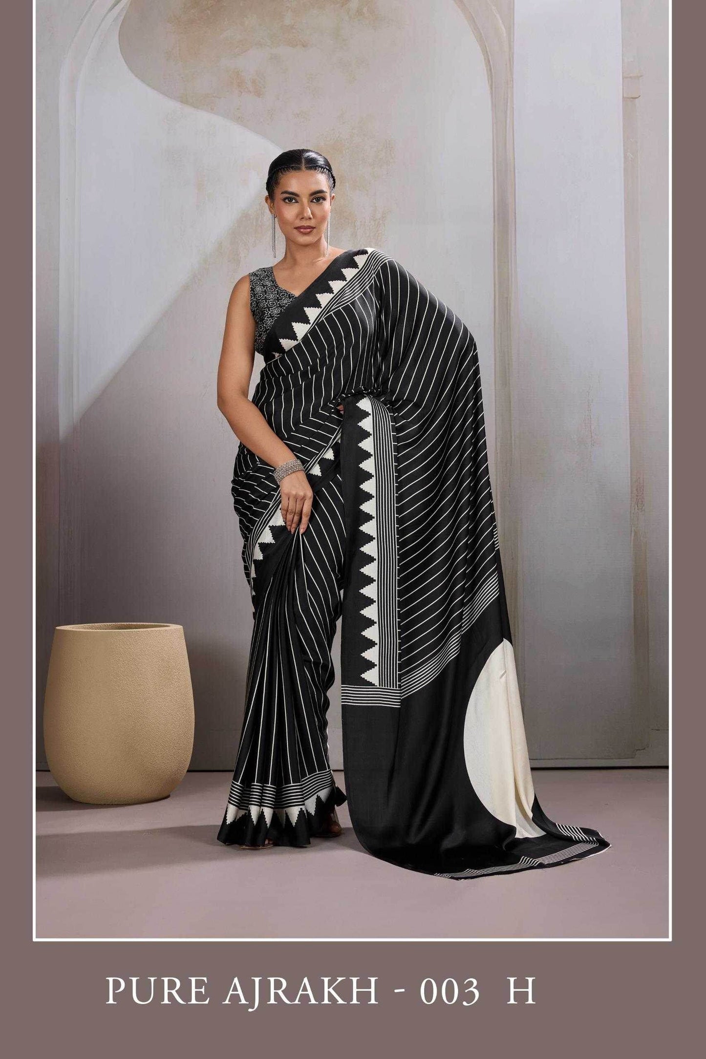 Satin Ajrakh Sarees - MYLUXURY LANE ENTERPRISE