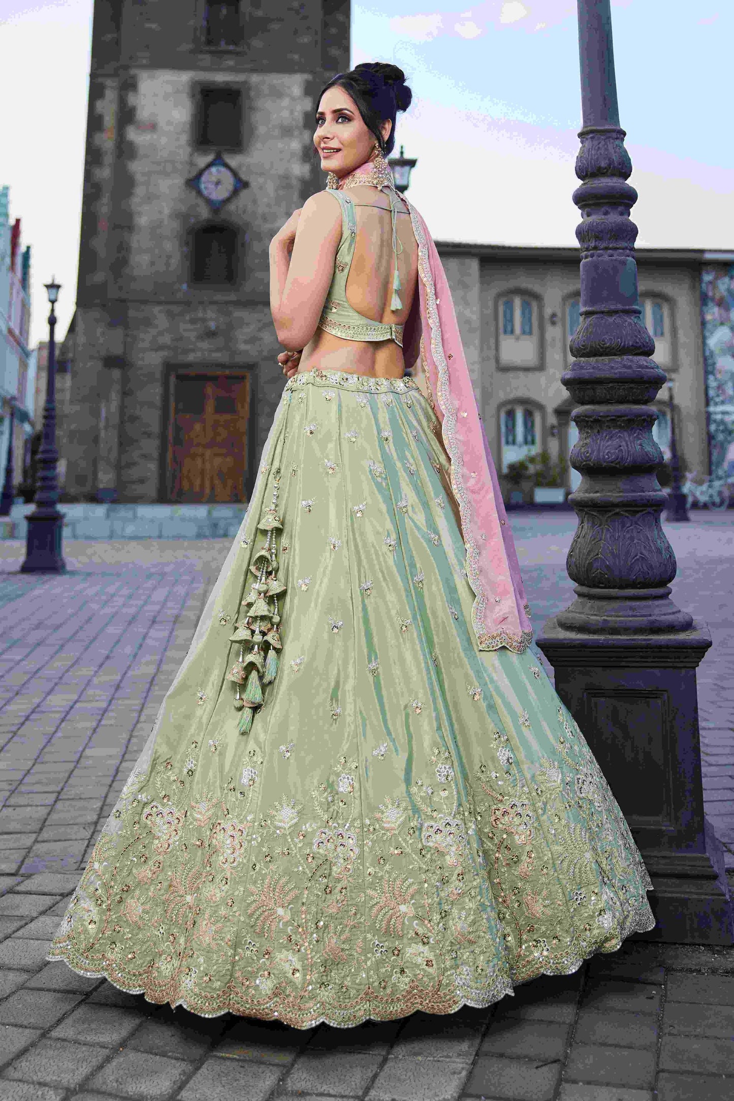 Designer Wedding Lehenga in Satin With Exquisite Embroidery - MYLUXURY LANE ENTERPRISE