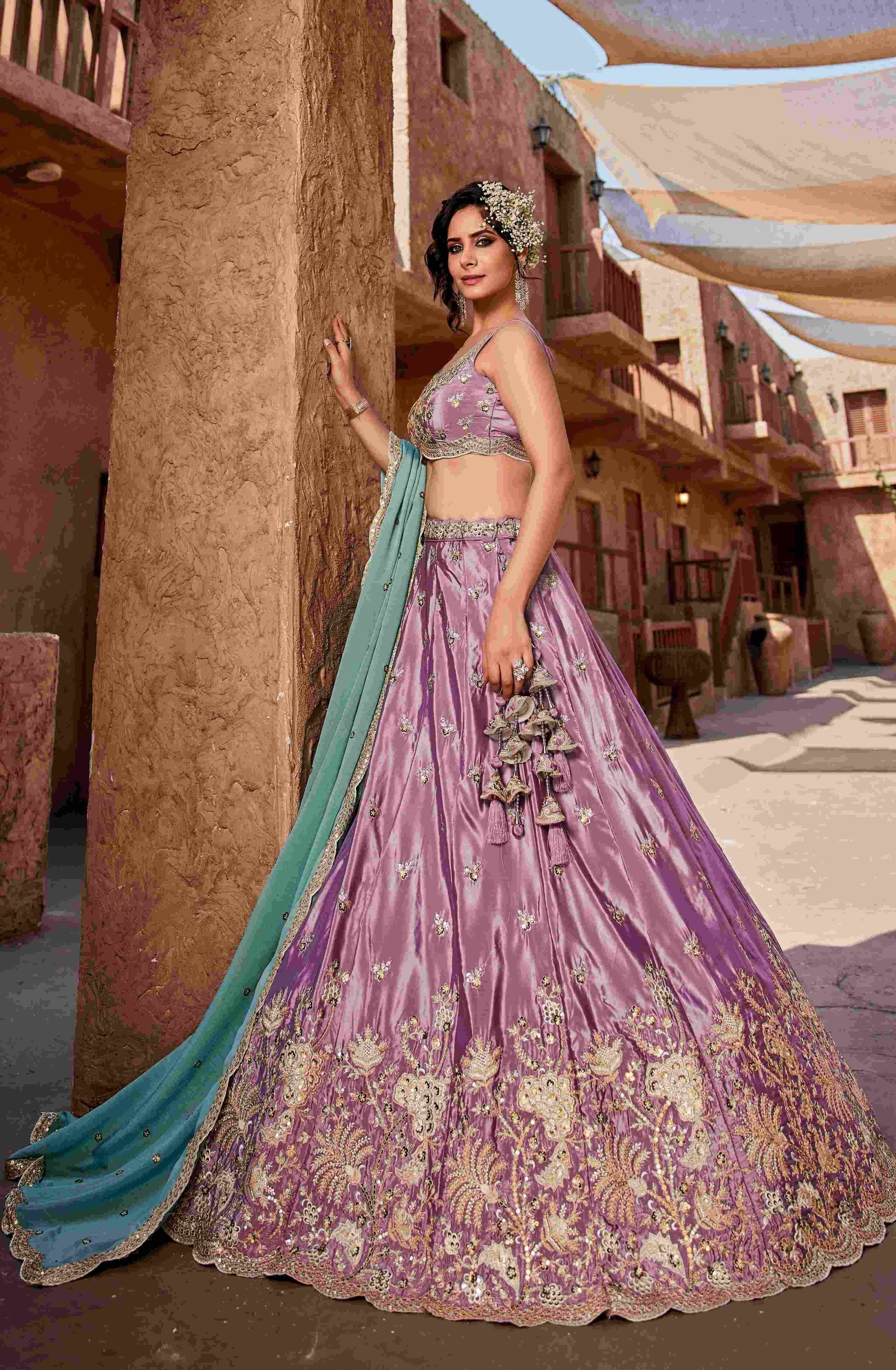 Designer Wedding Lehenga in Satin With Exquisite Embroidery